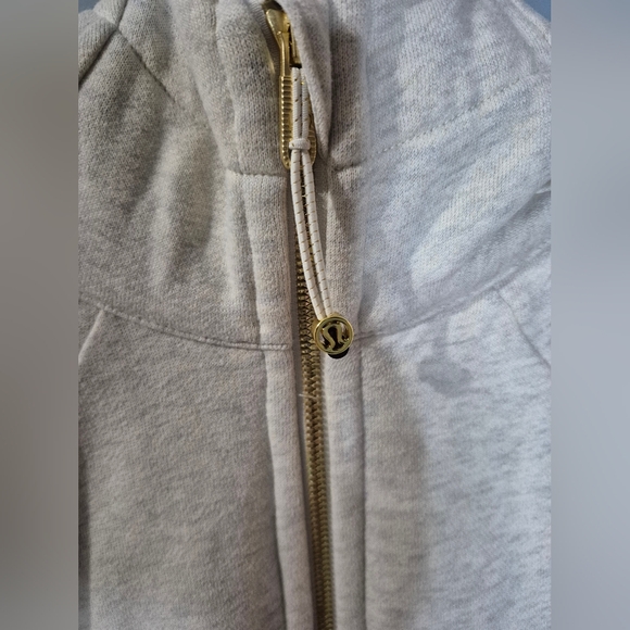 🍋 Lululemon Full-Zip Hoodie Heathered Light Ivory / Gold Size 10 - Picture 9 of 14